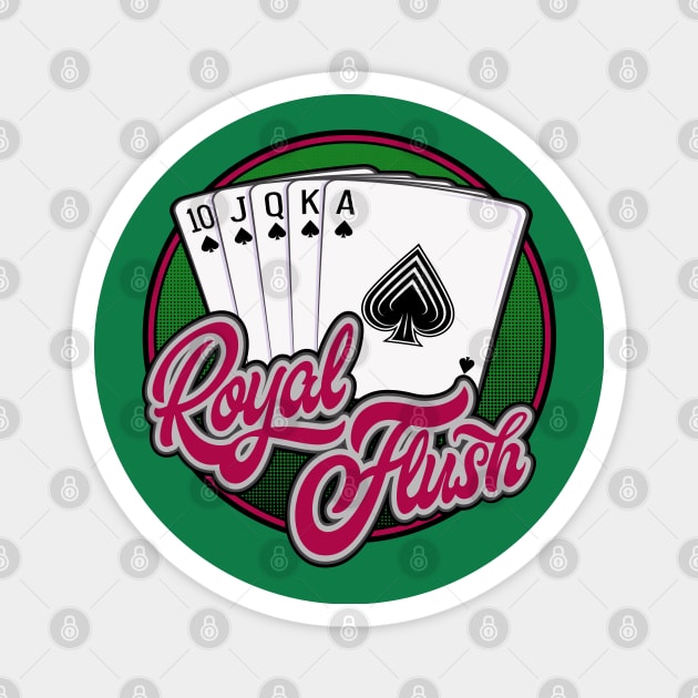 Royal Flush Poker Hand Magnet by Phil Tessier